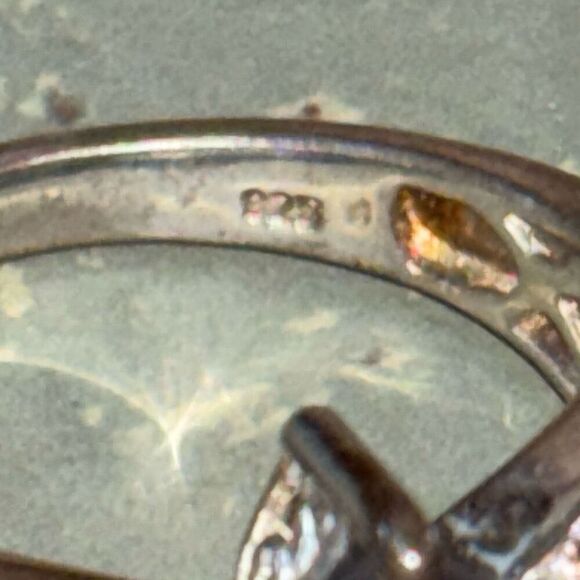 925 Silver & Green Tsavorite & Red Garnet tuxedo ring Sz 9,6.46g,16x7.5mm CZ - Picture 7 of 8